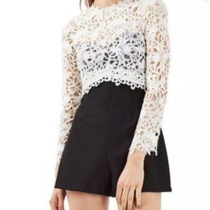 Topshop Ivory Lace & Black Romper